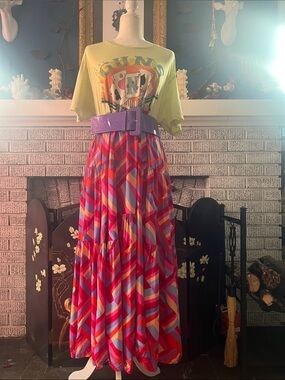 Daydreamer GUNS N ROSES Band Geometric Tiered Maxi Dress ONE OF A KIND